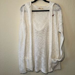 {Hollister} White open knit sweater
